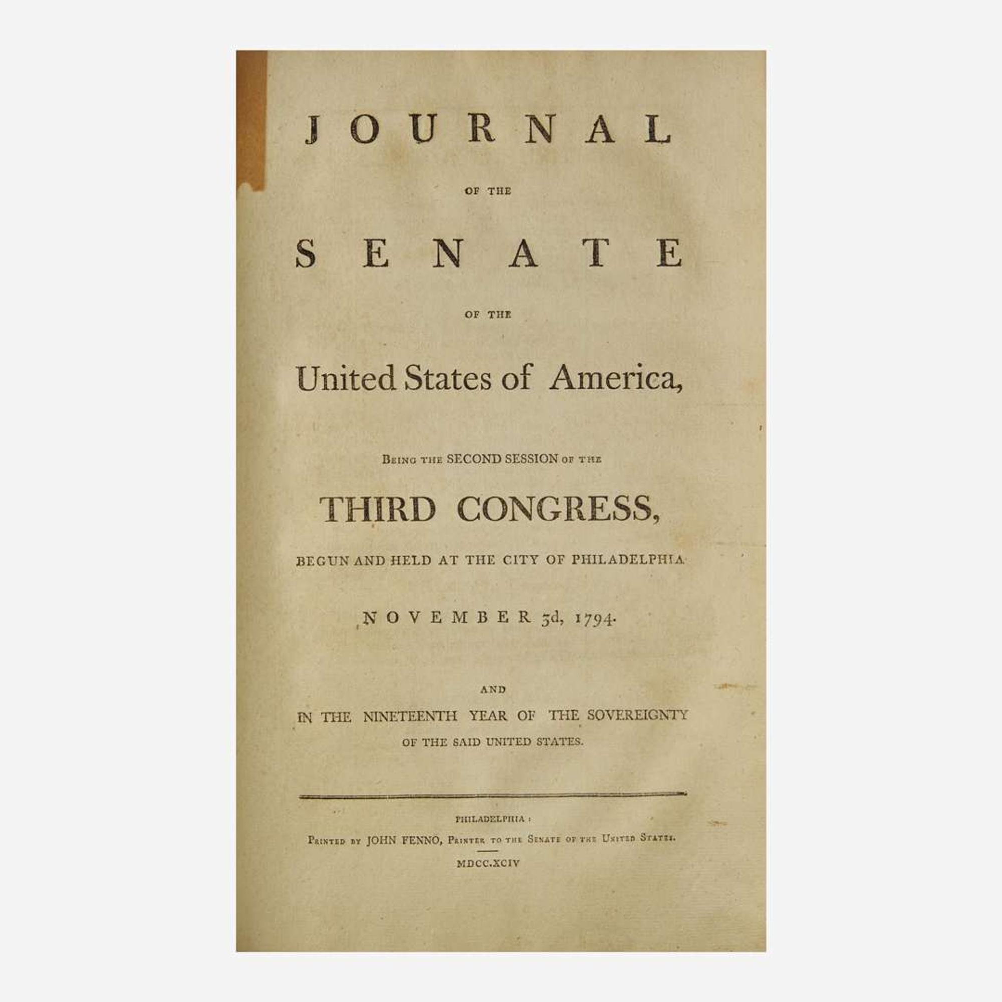 [Americana] Journal of the Senate of the United States of America, Being the First (and Second) Session of the Third Congress...