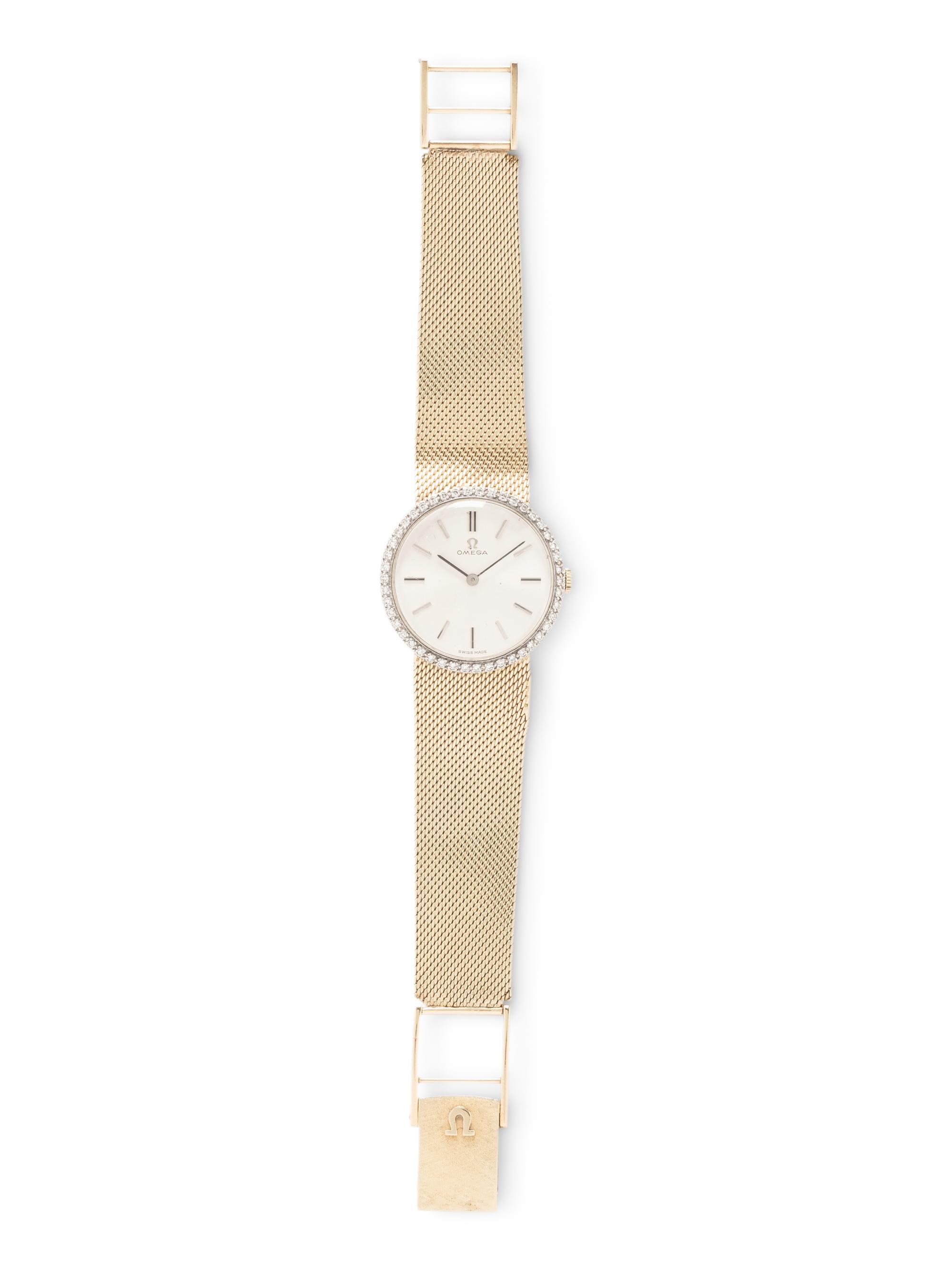 OMEGA, 14K YELLOW GOLD AND DIAMOND WATCH