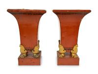 A Pair of French Tôle Peinte Vases