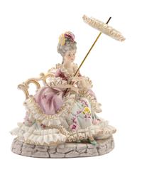 An Italian Painted Bisque Figure of a Seated Lady
