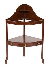 A Regency Style Inlaid Mahogany Corner Washstand — 19TH CENTURY