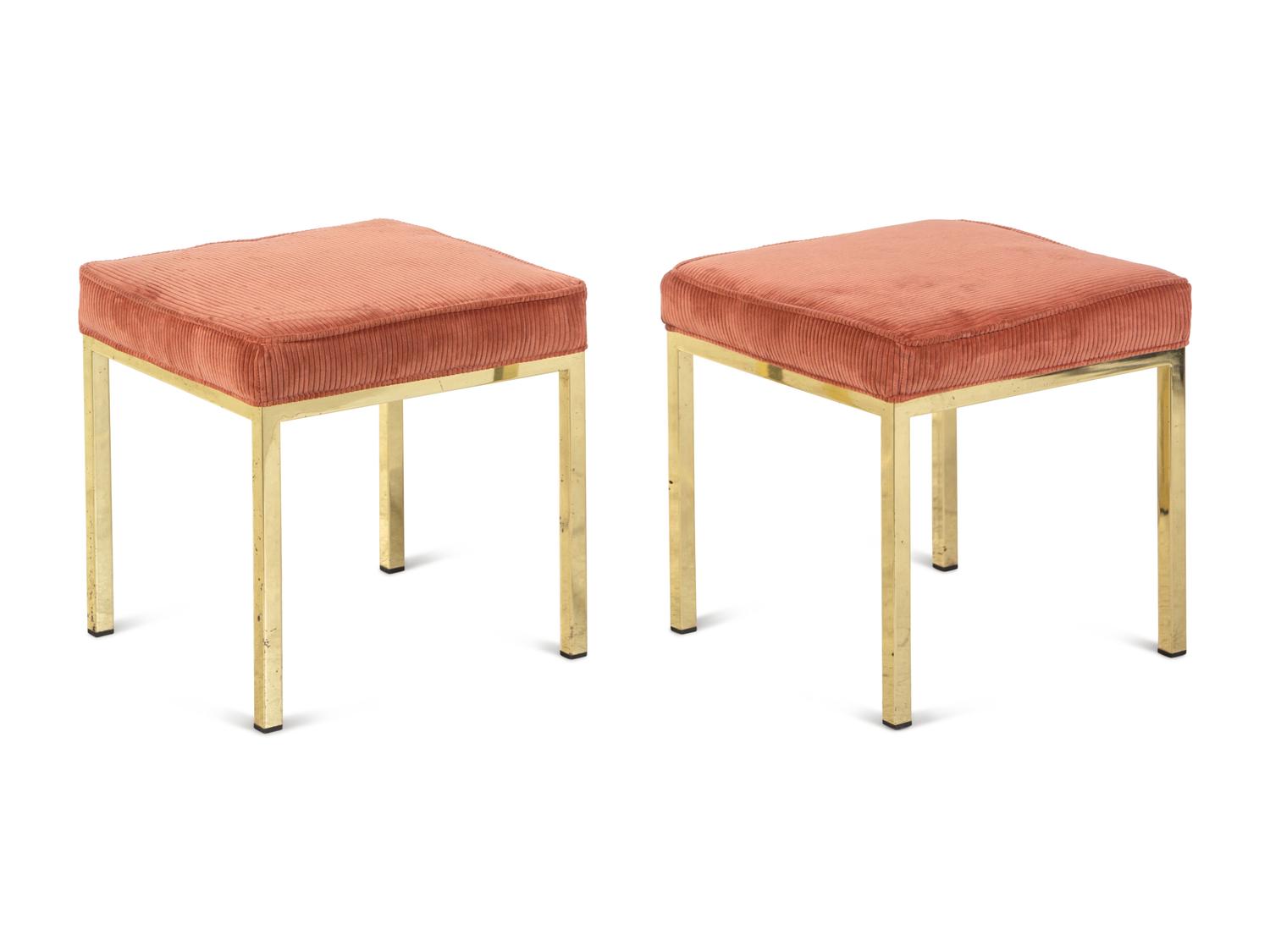 A Pair of Brass Stools Attributed to Milo Baughman