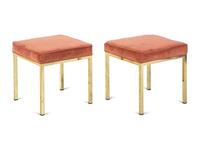 A Pair of Brass Stools Attributed to Milo Baughman