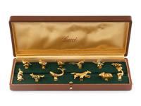 A Cased Set of Twelve Animal Stemware Charms Retailed by Gucci