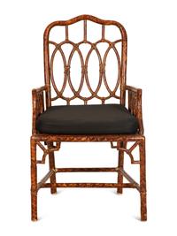 A Faux Tortoise Shell Painted Bamboo Armchair