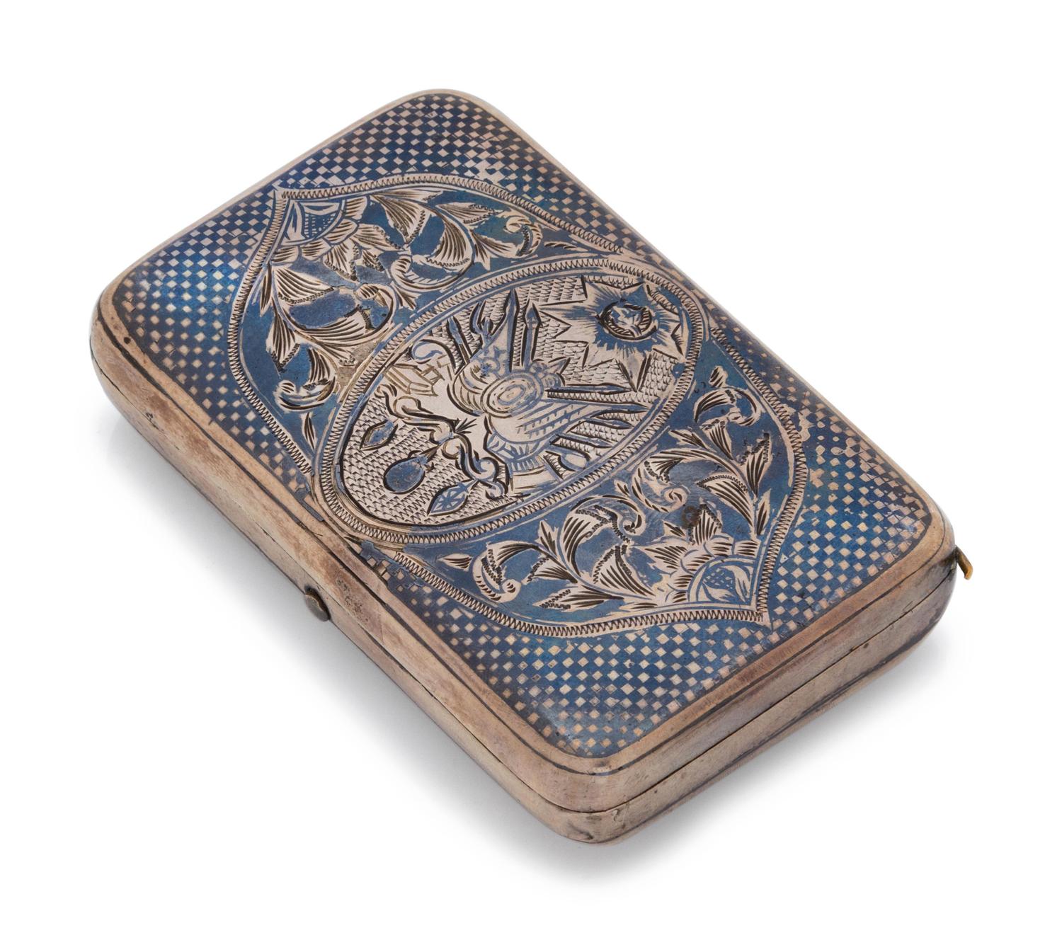 A Persian Silver and Niello Cigarette Case