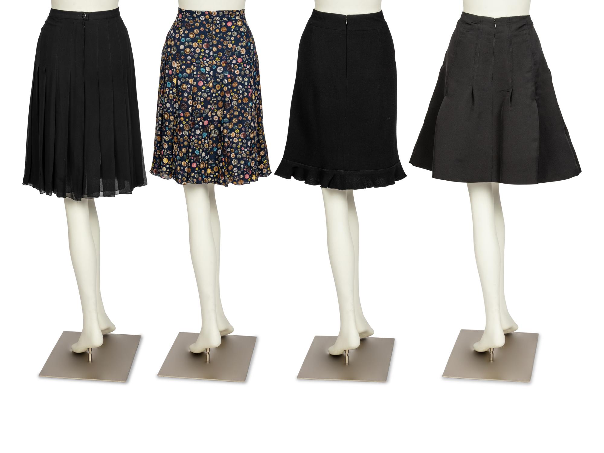 Five Designer Items: One Chanel Scarf, Three Chanel Skirts, One Carolina Herrera Skirt, 2000-2010s