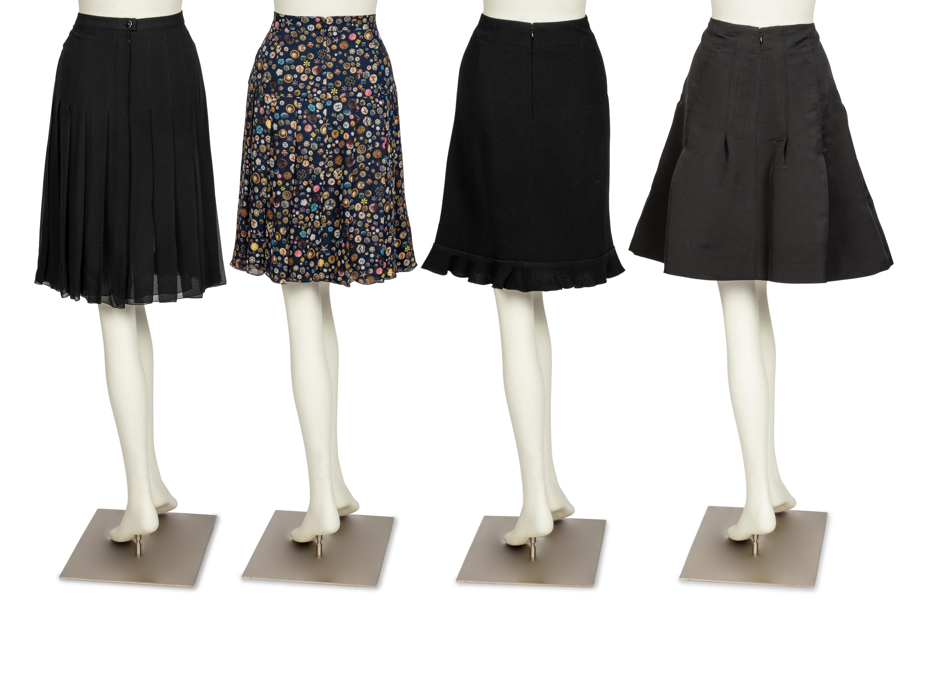 Five Designer Items: One Chanel Scarf, Three Chanel Skirts, One Carolina Herrera Skirt, 2000-2010s