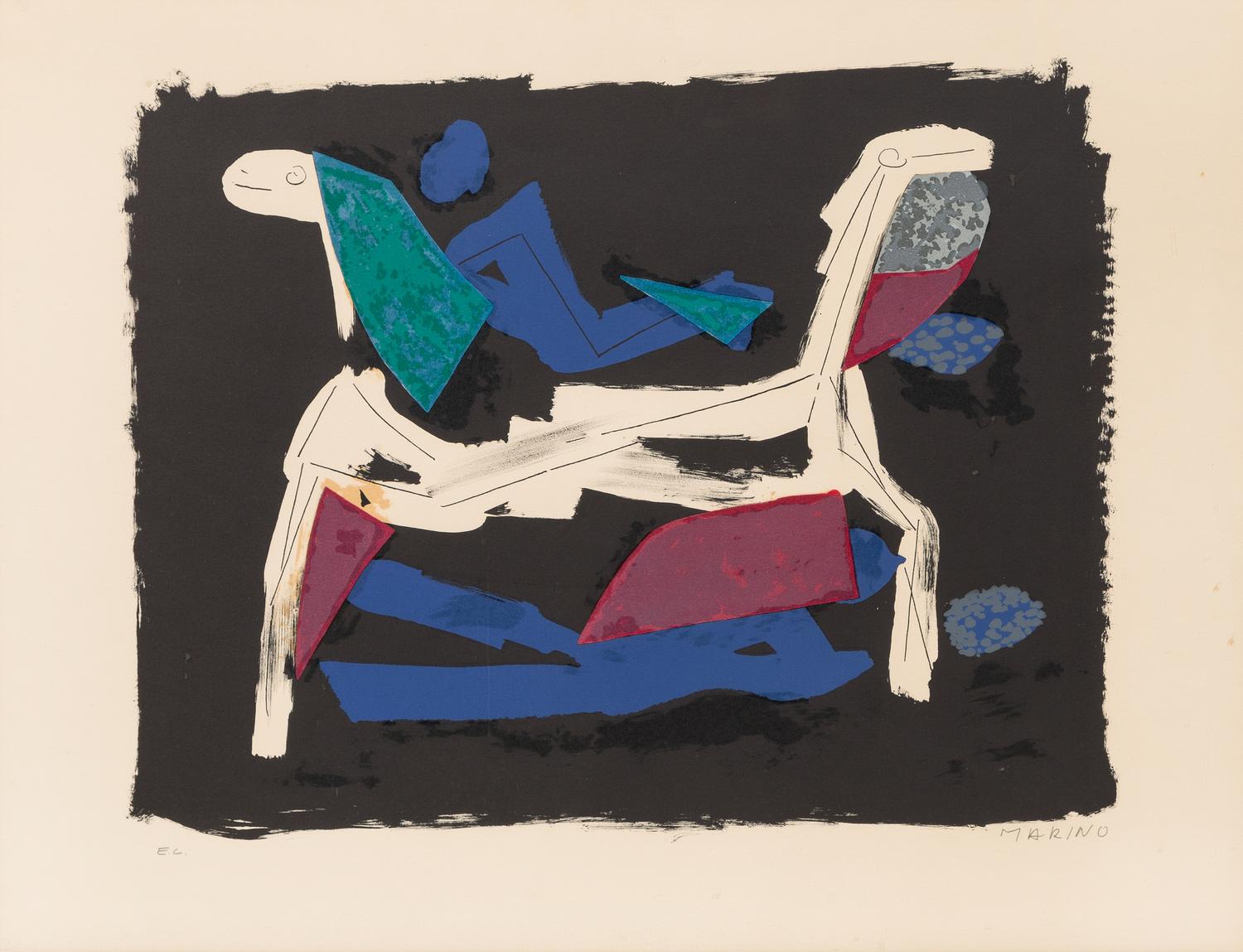 Marino Marini, (Italian, 1901-1980), Untitled (pl. I from Chevaux et Cavaliers), 1972