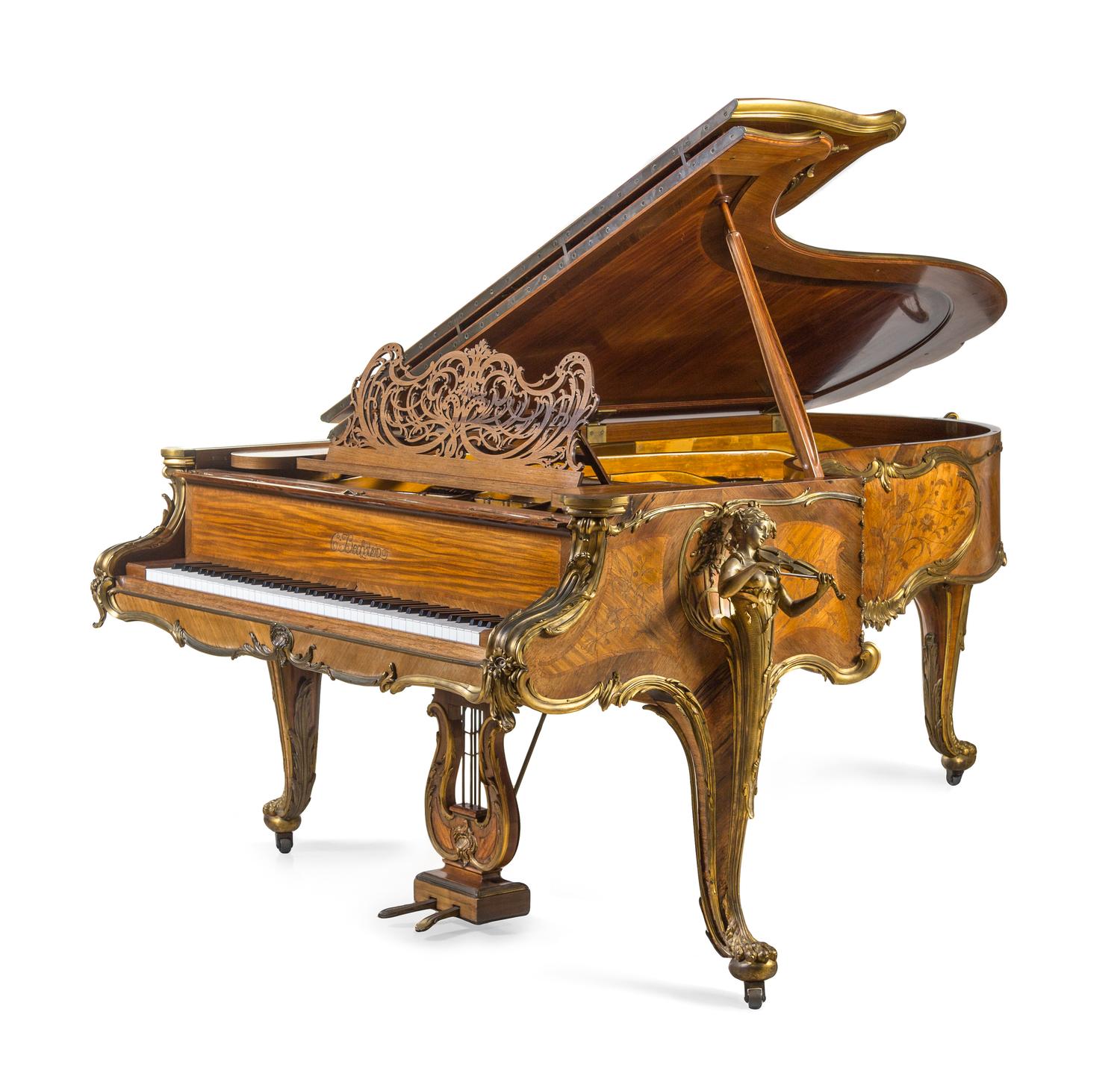 A C. Bechstein Gilt Bronze Mounted Marquetry Grand Piano Height 41 x width 73 x length 100 inches. — CIRCA 1900