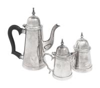 An Indian Silver-Plate Three-Piece Coffee Set