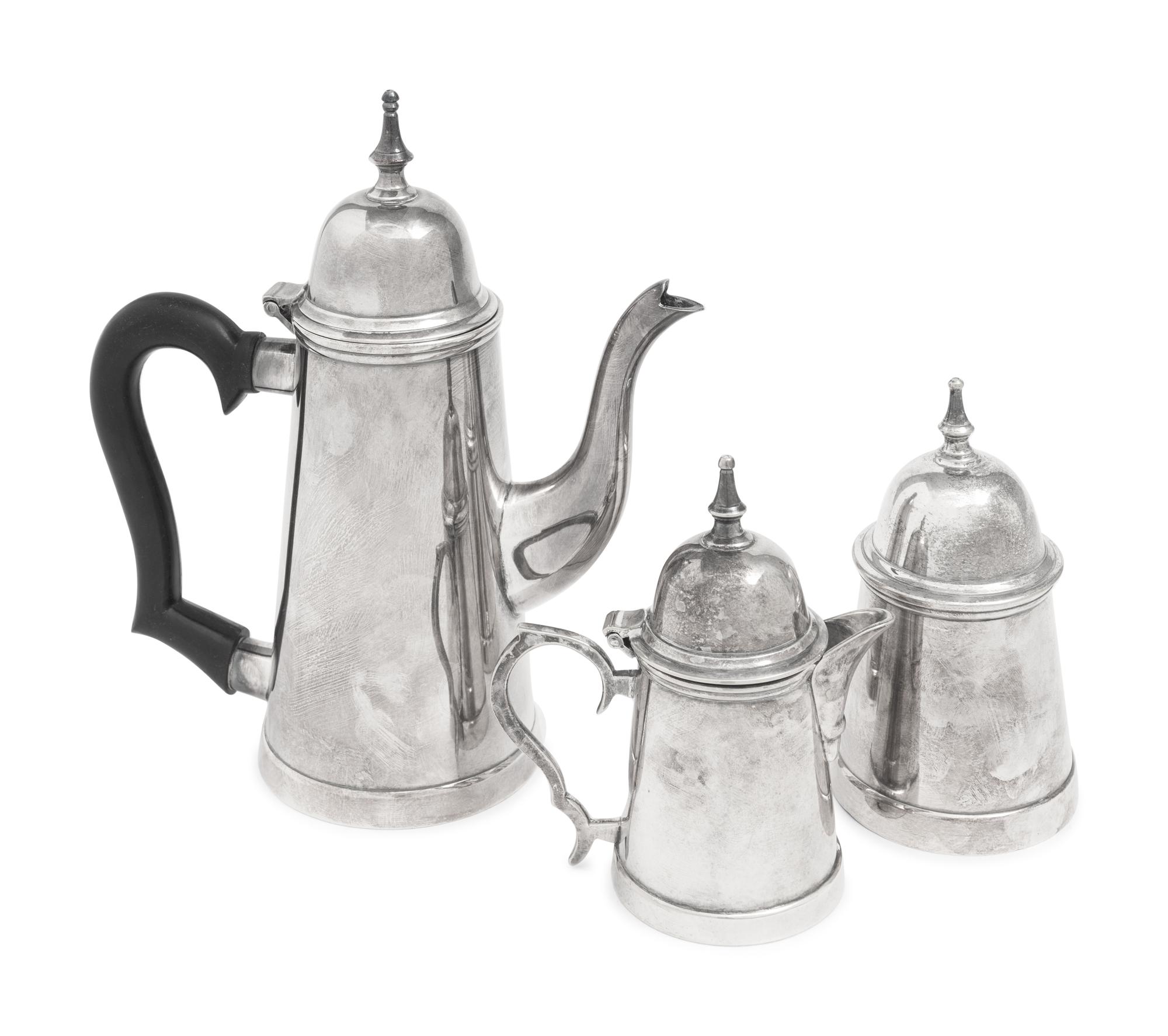 An Indian Silver-Plate Three-Piece Coffee Set