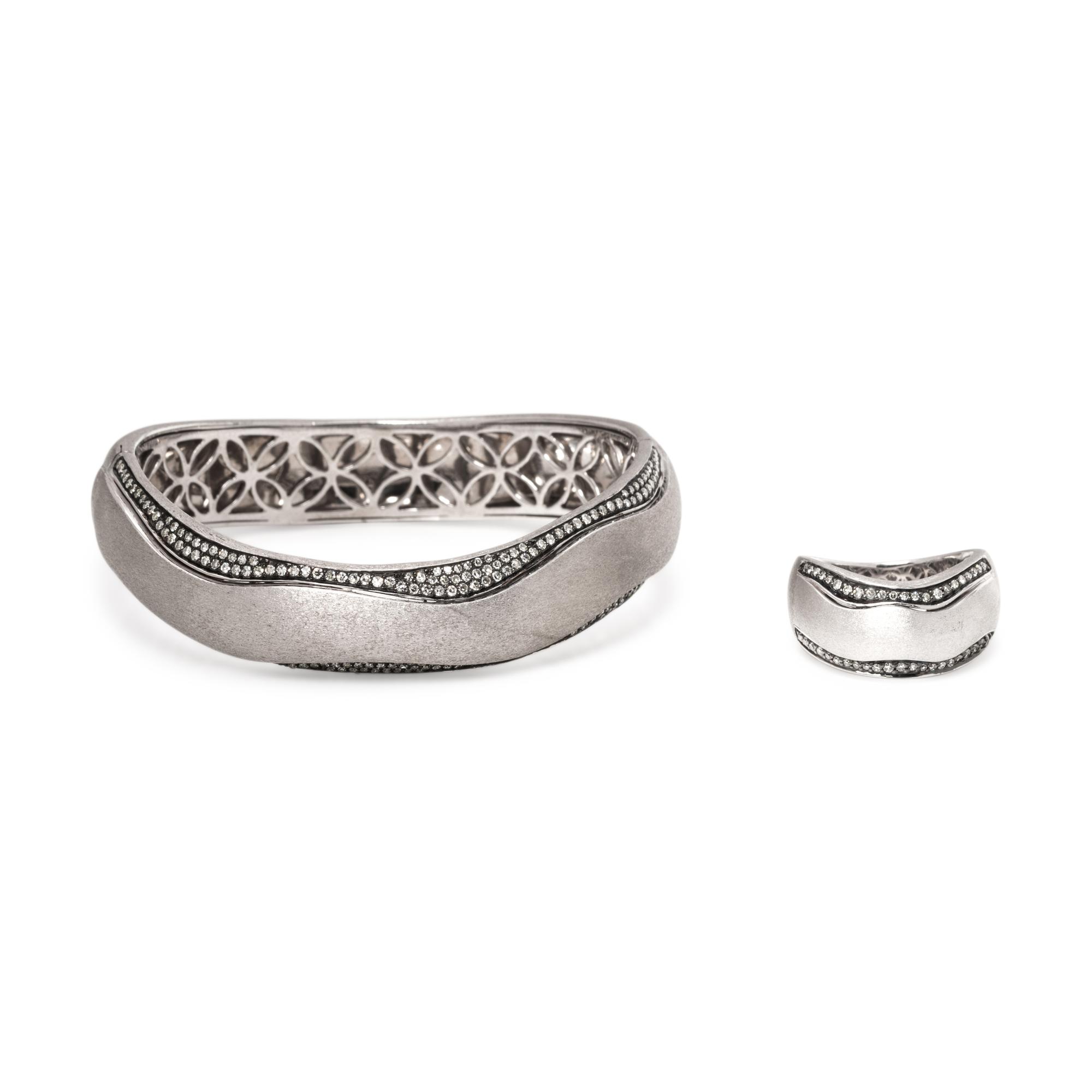 STERLING SILVER AND DIAMOND SET
