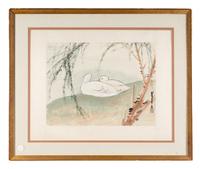 A Qi Baishi Print and Two Paintings