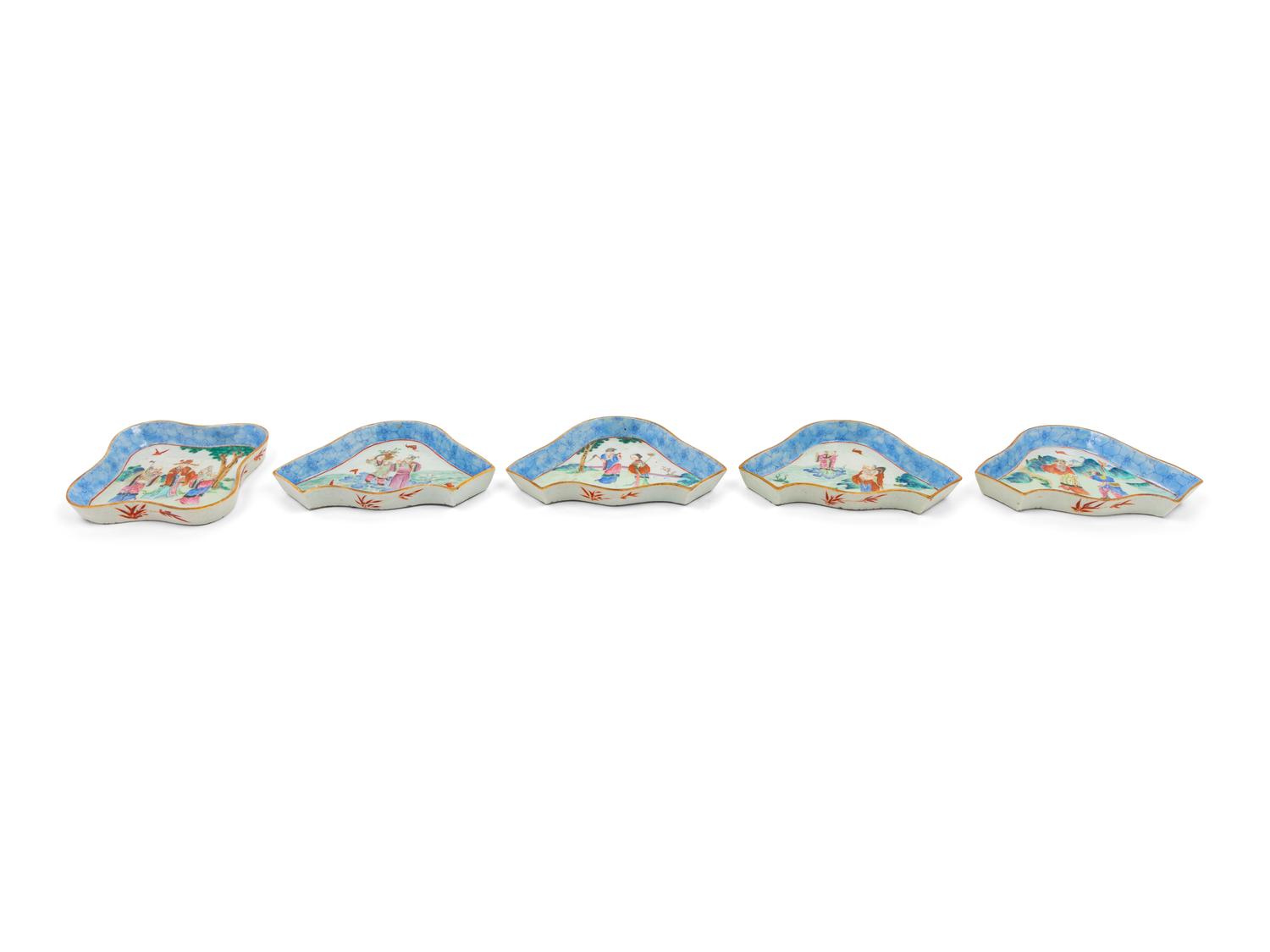Five Chinese Painted Enamel Sweetmeat Dishes