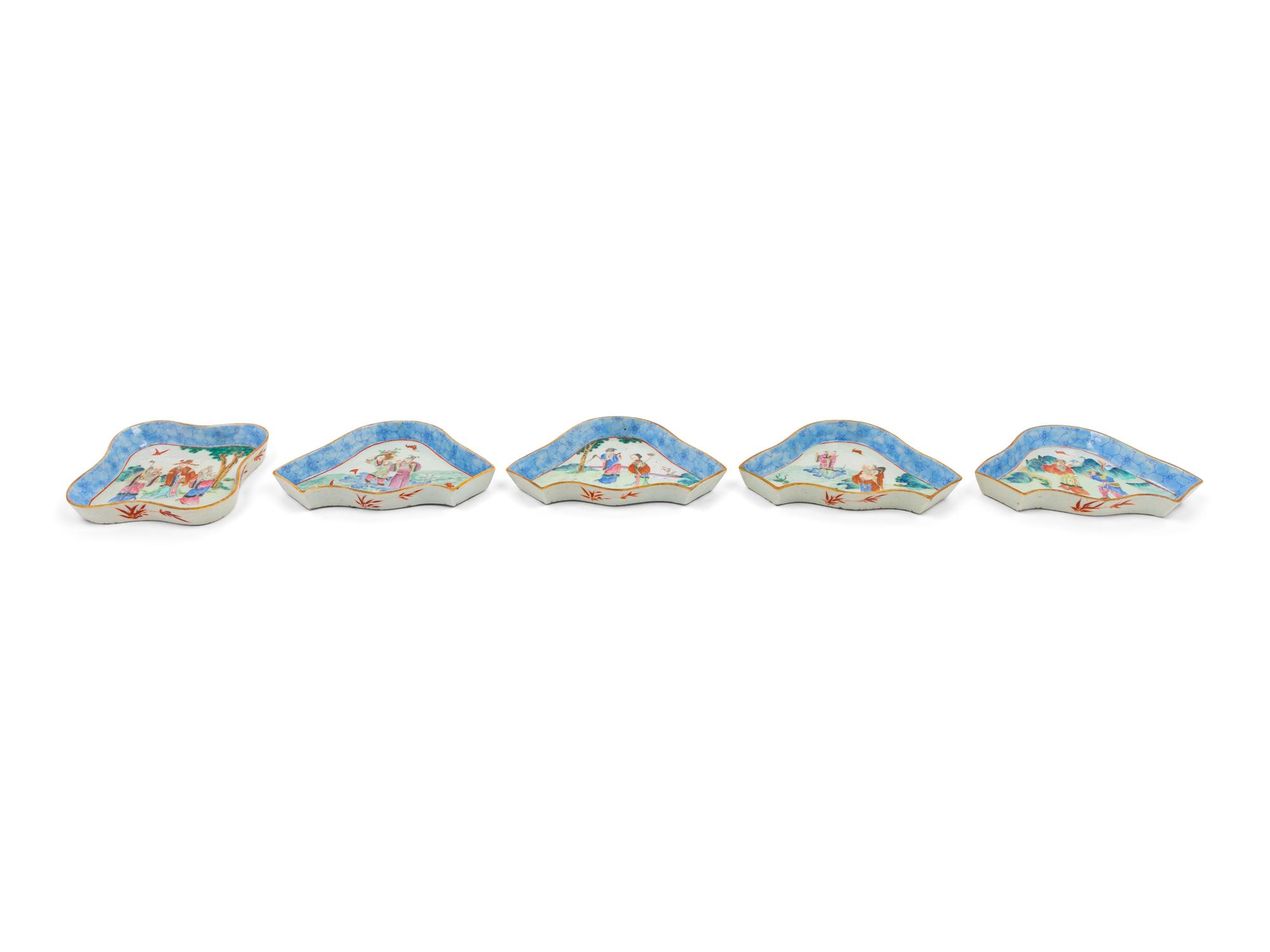 Five Chinese Painted Enamel Sweetmeat Dishes