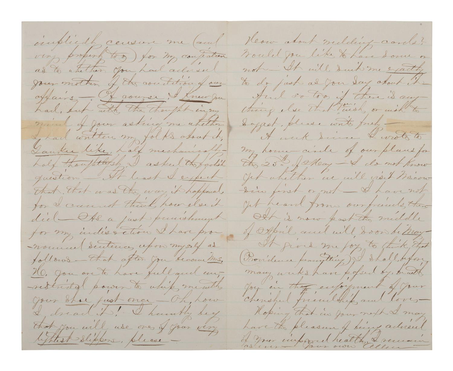 [LINCOLN ASSASSINATION]. Letter from Allen Houghton, paymaster of the western branch of the Union Army, regarding news of Lincoln's death reaching St. Louis. 15 April 1865.