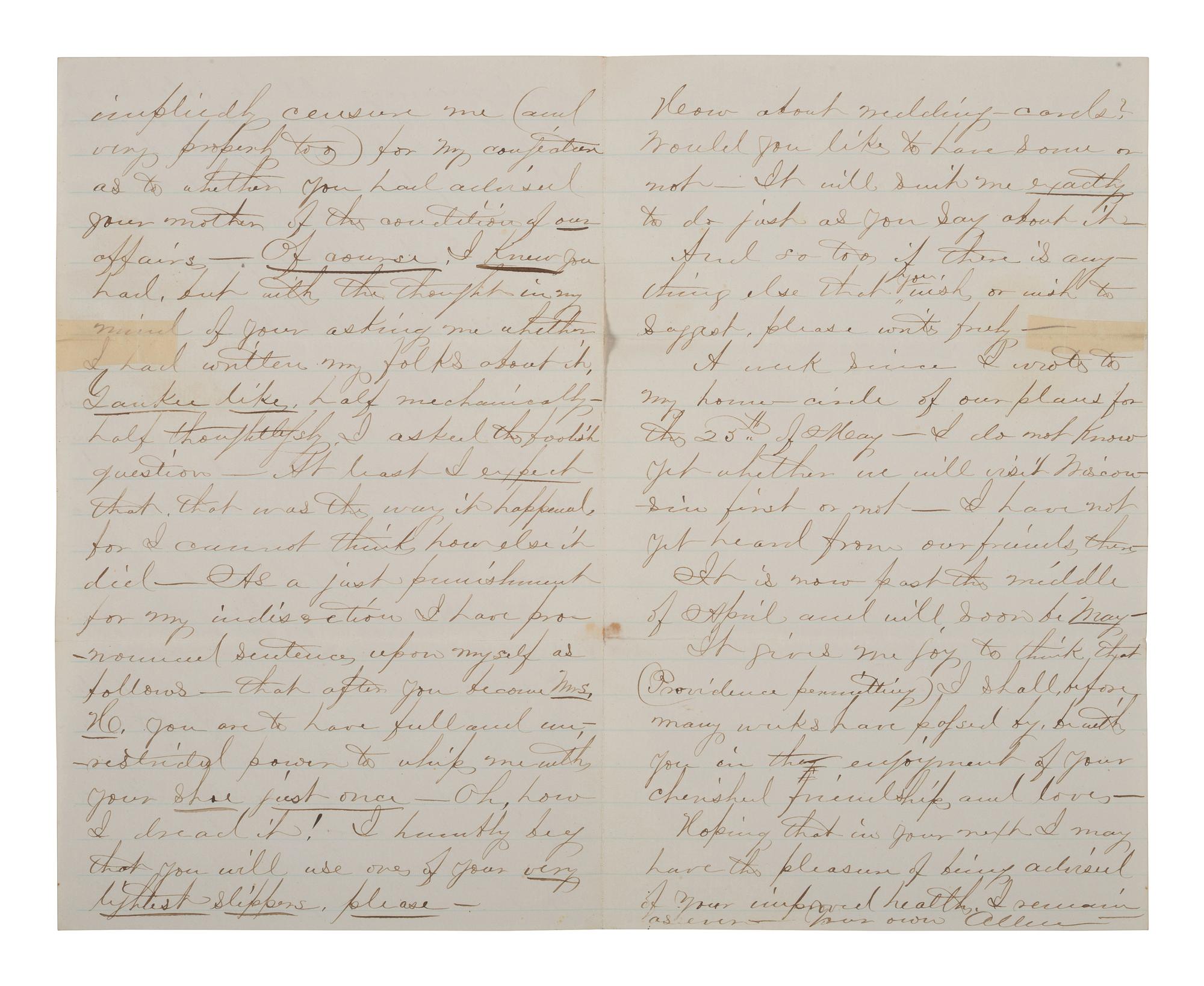 [LINCOLN ASSASSINATION]. Letter from Allen Houghton, paymaster of the western branch of the Union Army, regarding news of Lincoln's death reaching St. Louis. 15 April 1865.