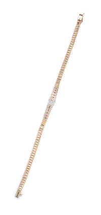 A 14 Karat Yellow Gold and Diamond Bracelet,