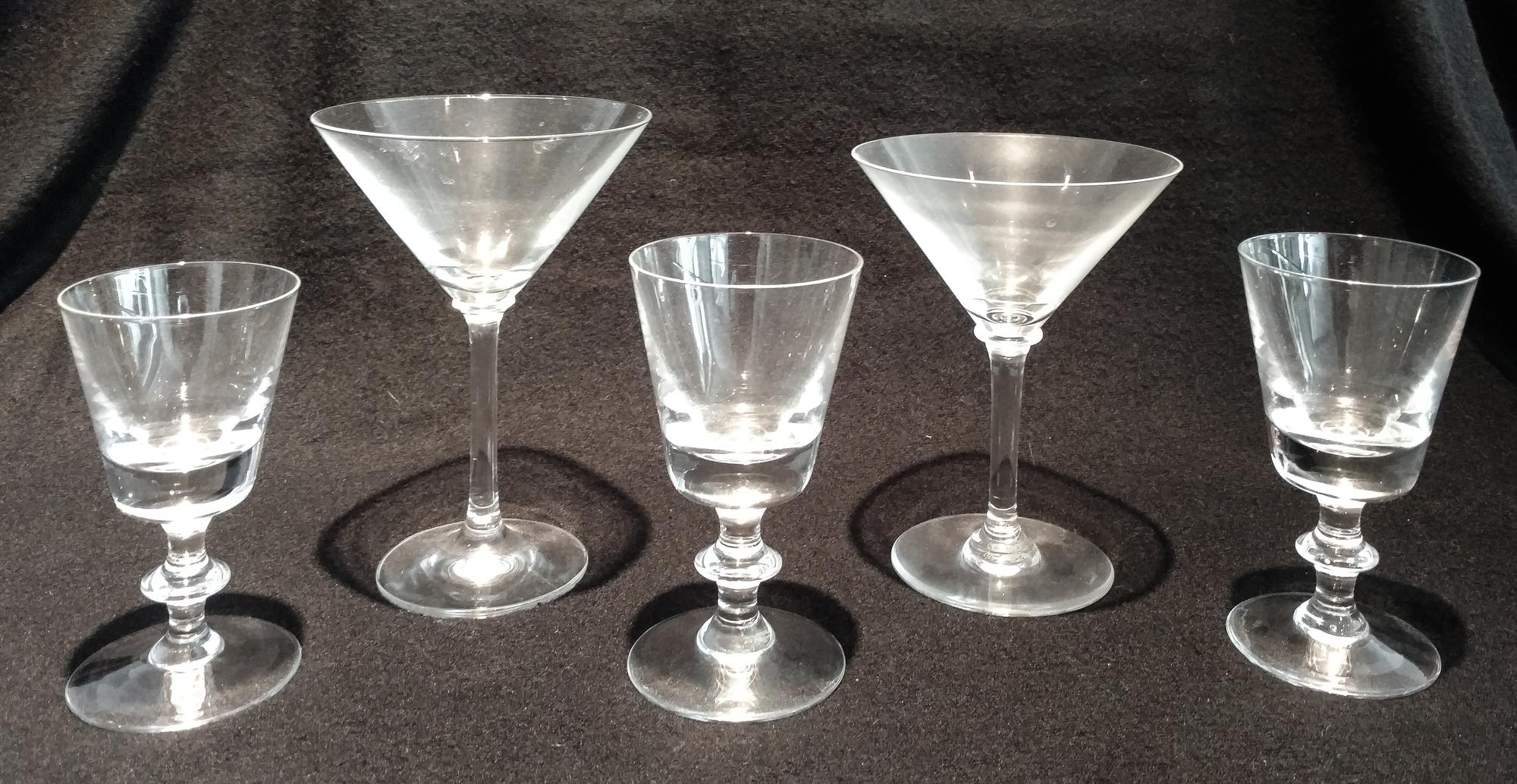 An Assembled Set of Glassware Height of cordial 5 inches.