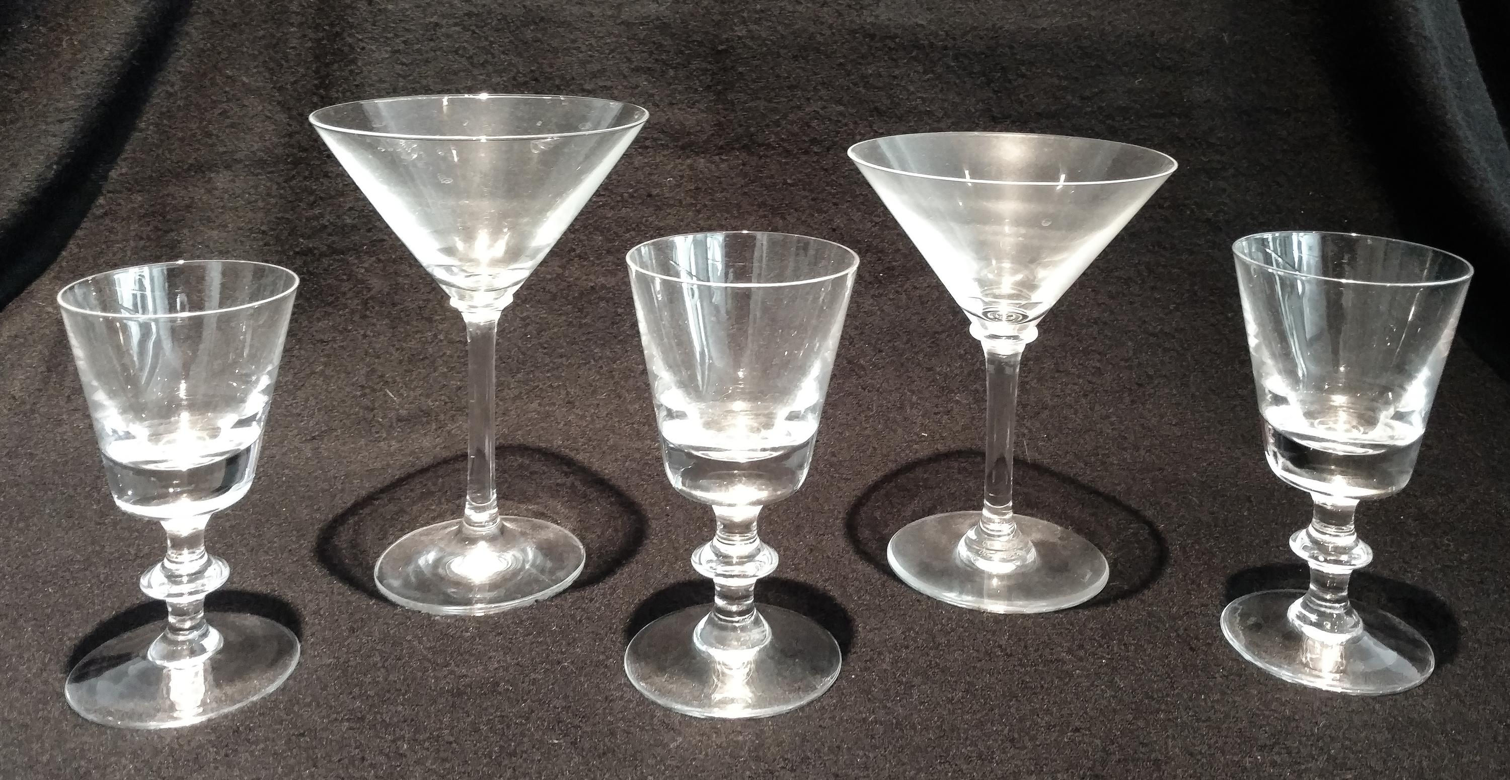 An Assembled Set of Glassware Height of cordial 5 inches.