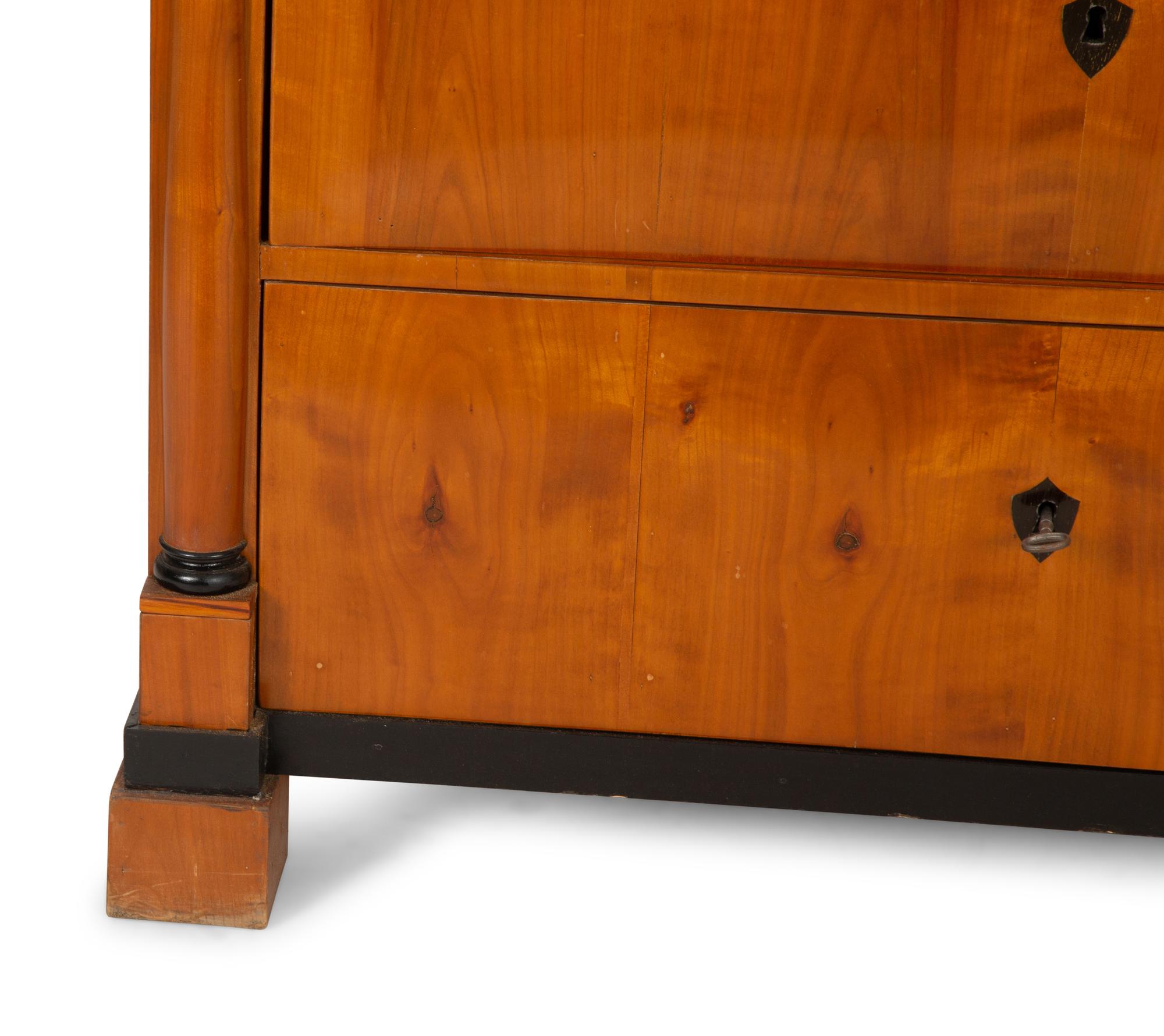 An Austrian Biedermeier Cherry and Ebonized Inlaid Commode — 19th Century