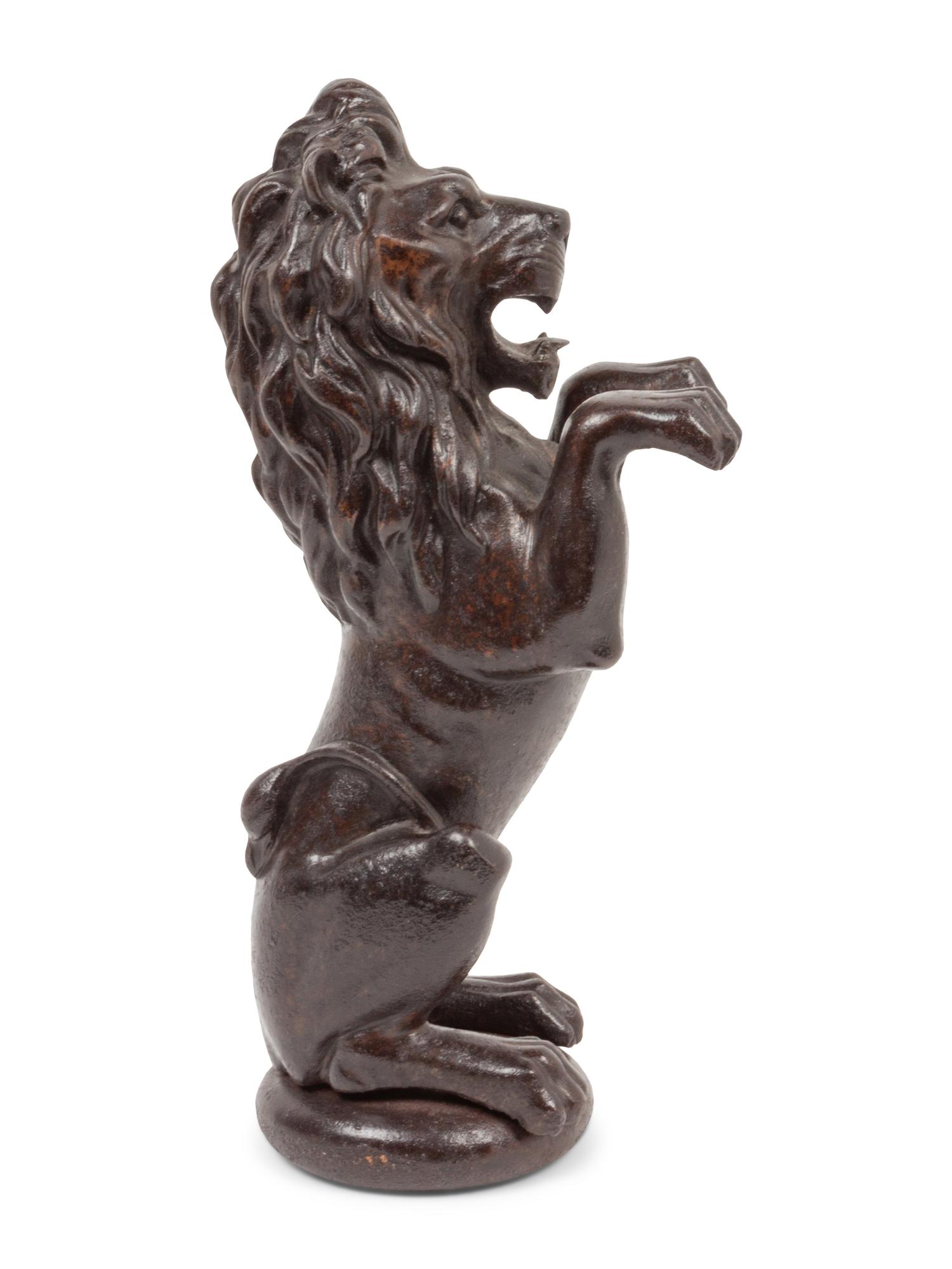 A Cast Iron Architectural Post of a Rampant Lion