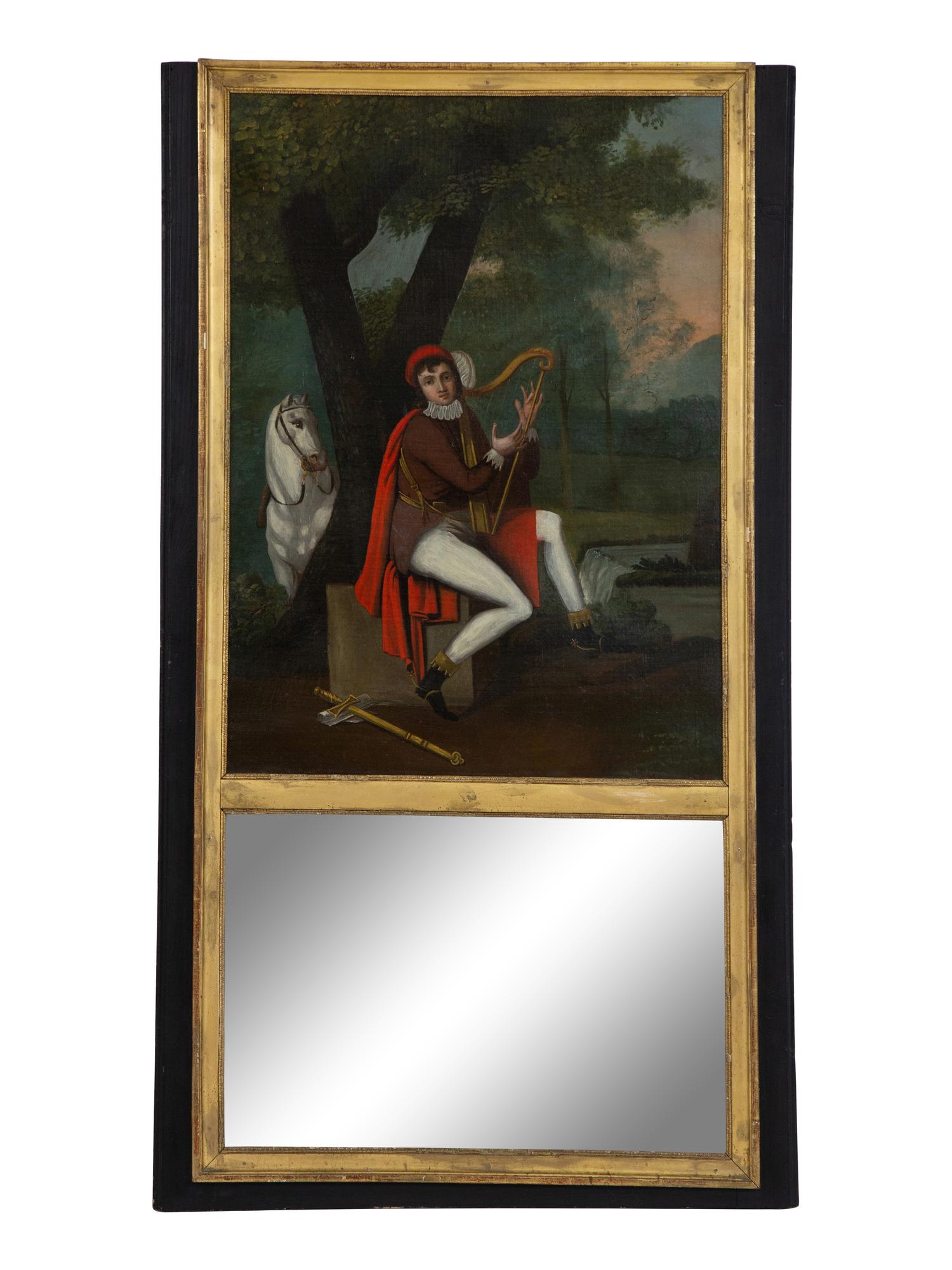 A French Painted Trumeau Mirror