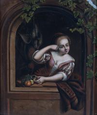German School, (19th century), Musician and Maiden (two works)