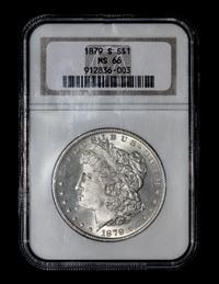A United States 1879-S Morgan Silver $1 Coin — NGC graded MS66