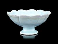 A Yingqing Glazed Porcelain 'Foliate' Footed Bowl