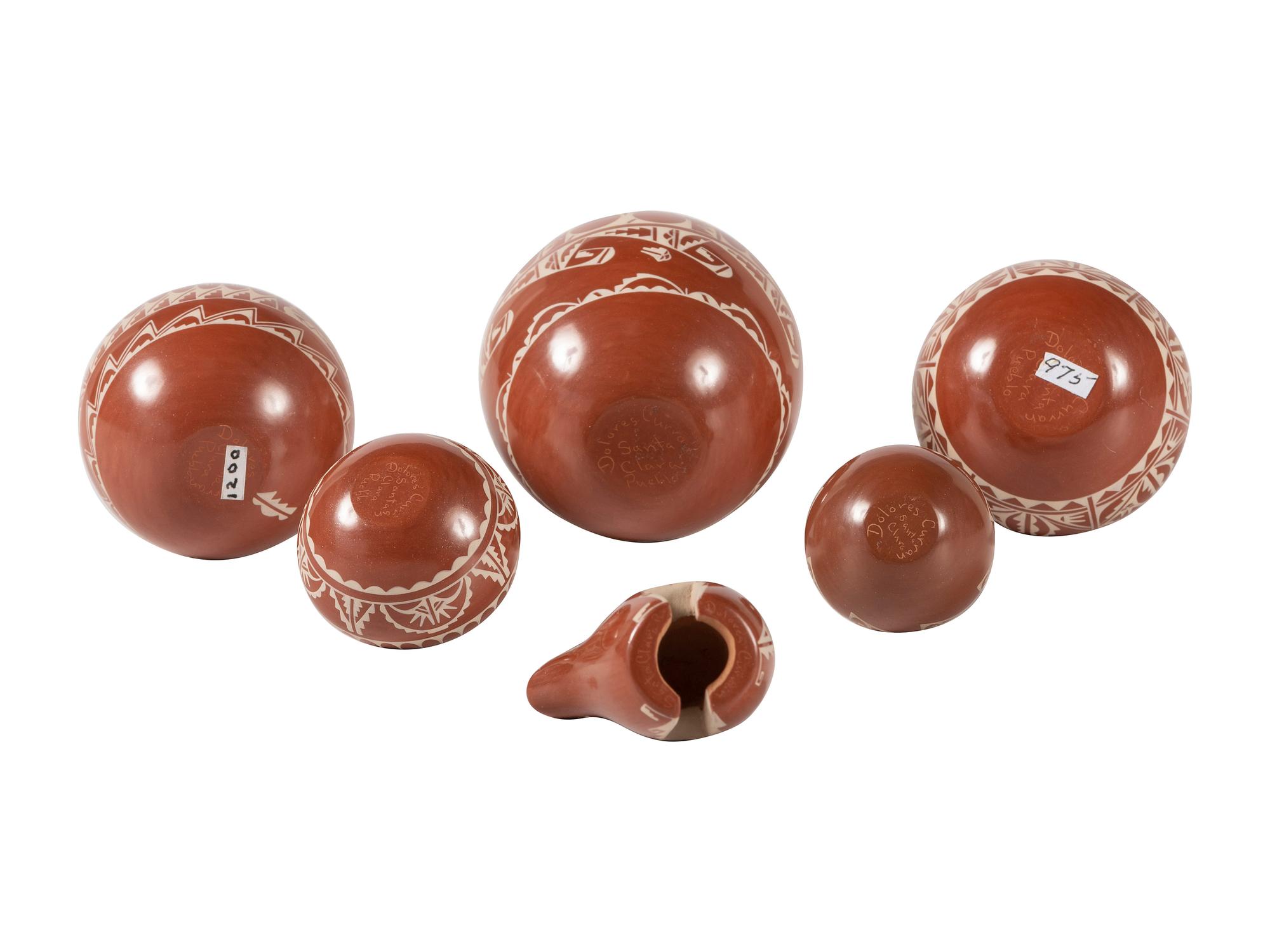 Miniature White-on-Red Pottery Jars and Bear
