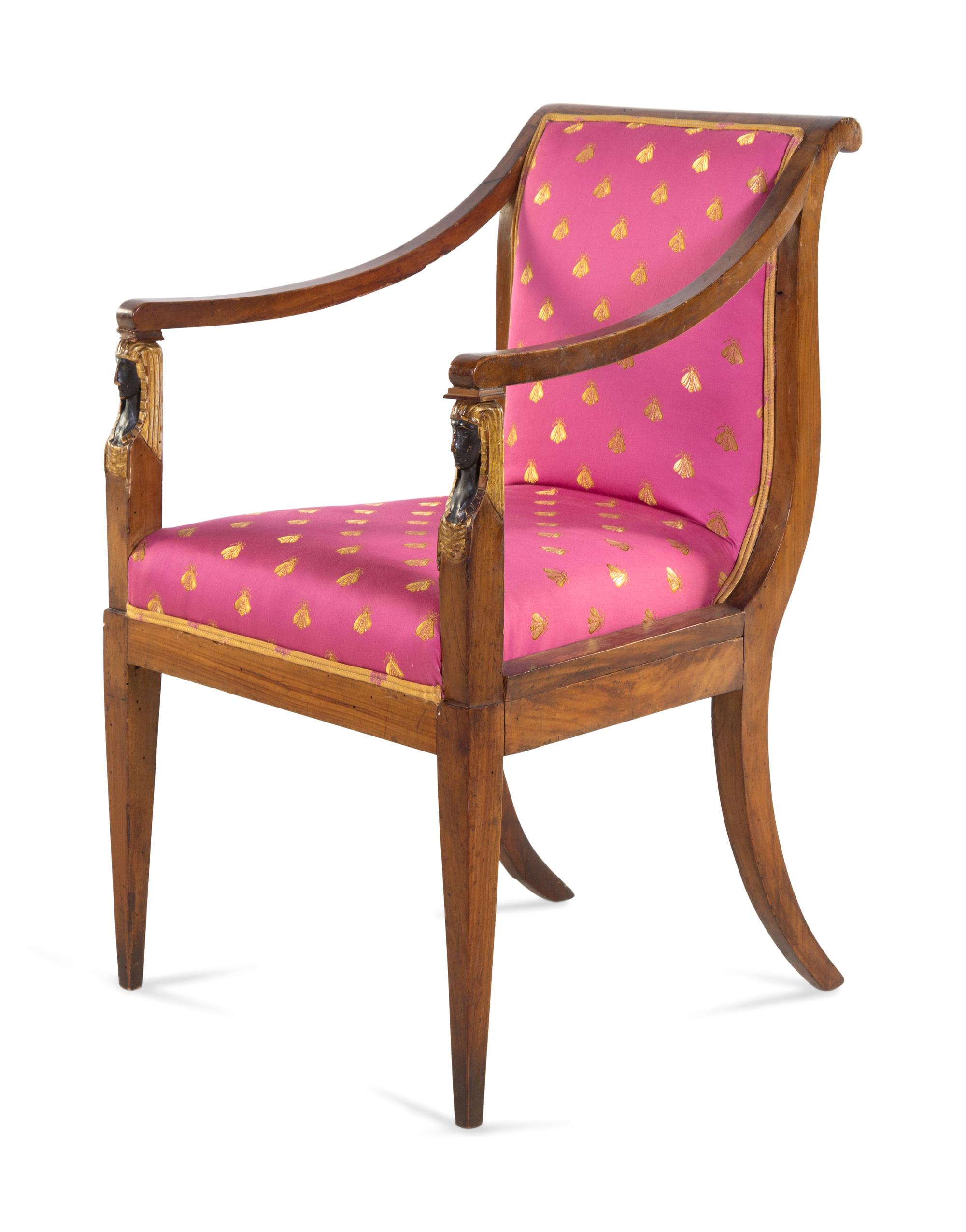 An Empire Style Parcel-Gilt Fauteuil