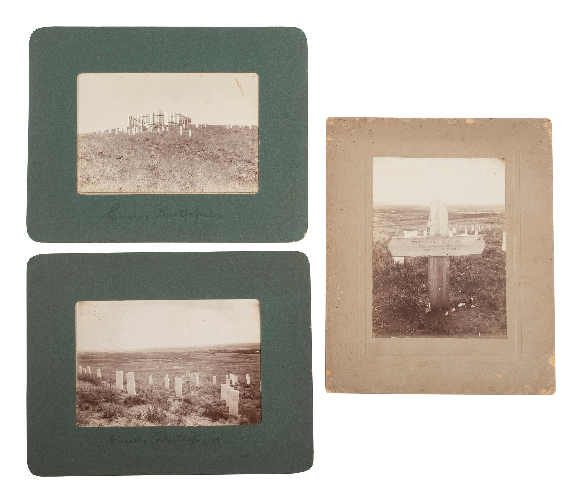 [NATIVE AMERICANS]. A group of 10 photographs of the Custer Battlefield and Crow Indians, incl. Chief "Two Moons" and "Curly."