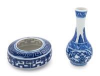 Two Blue and White Porcelain Articles