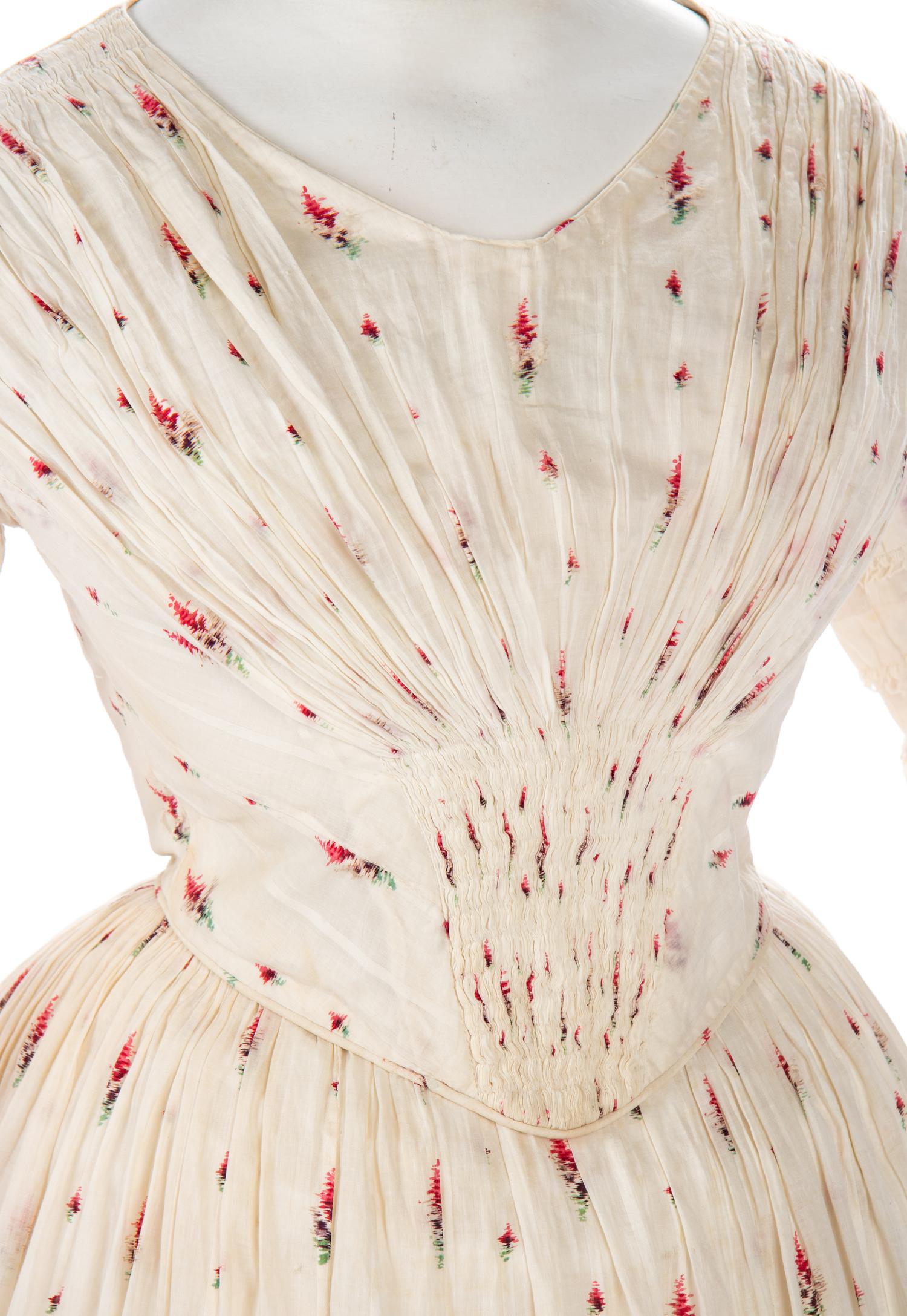 Two-Piece Abstract Printed Cotton Day Dress, 1850s