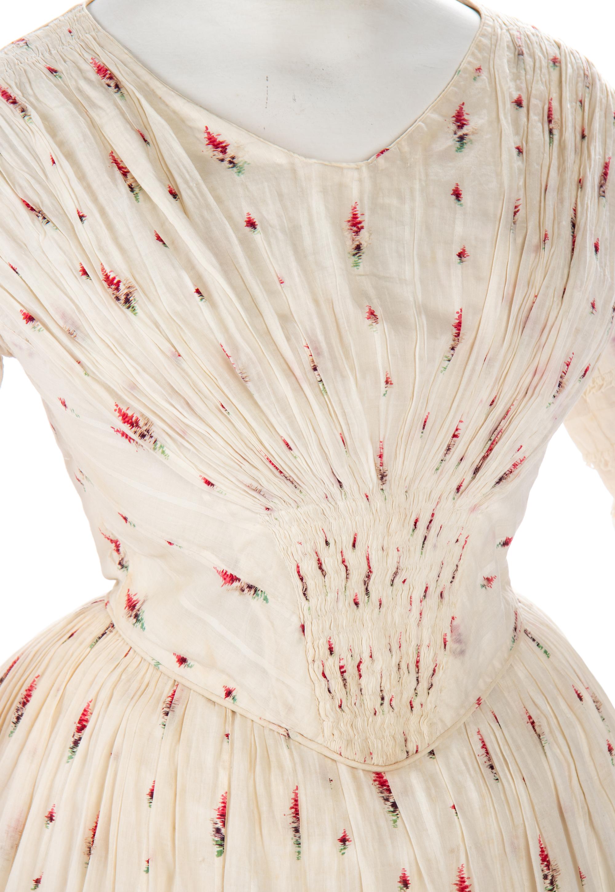 Two-Piece Abstract Printed Cotton Day Dress, 1850s