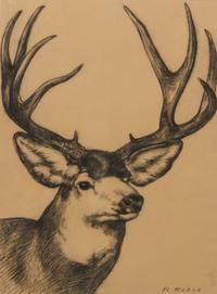 Richard Keane, (American, 20th Century), A Steer and A Deer