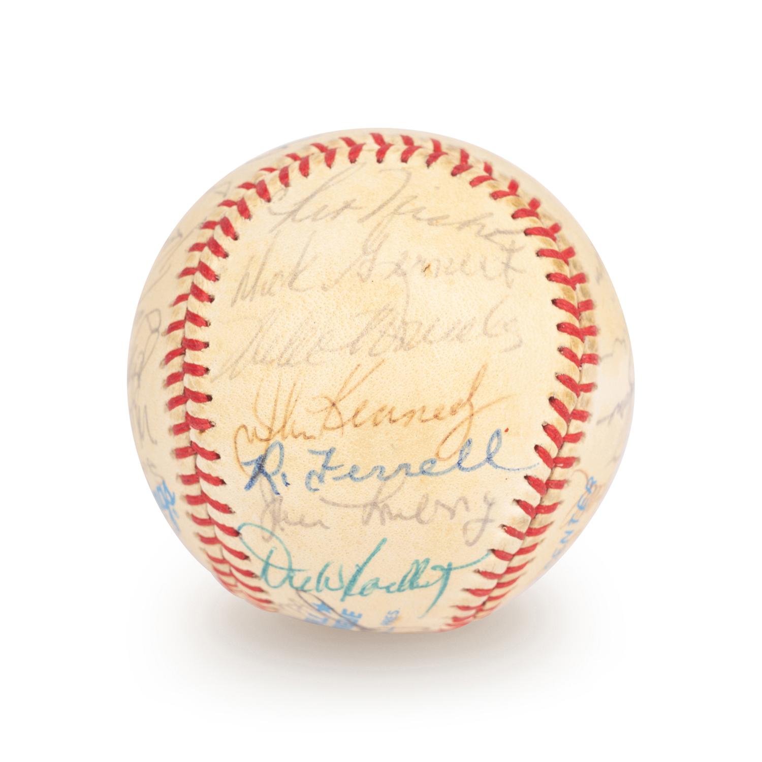 A Boston Red Sox Multi Signed Autograph Baseball With 29 Signatures Including Ted Williams (Beckett Authentication Services Letter BAS Certified),