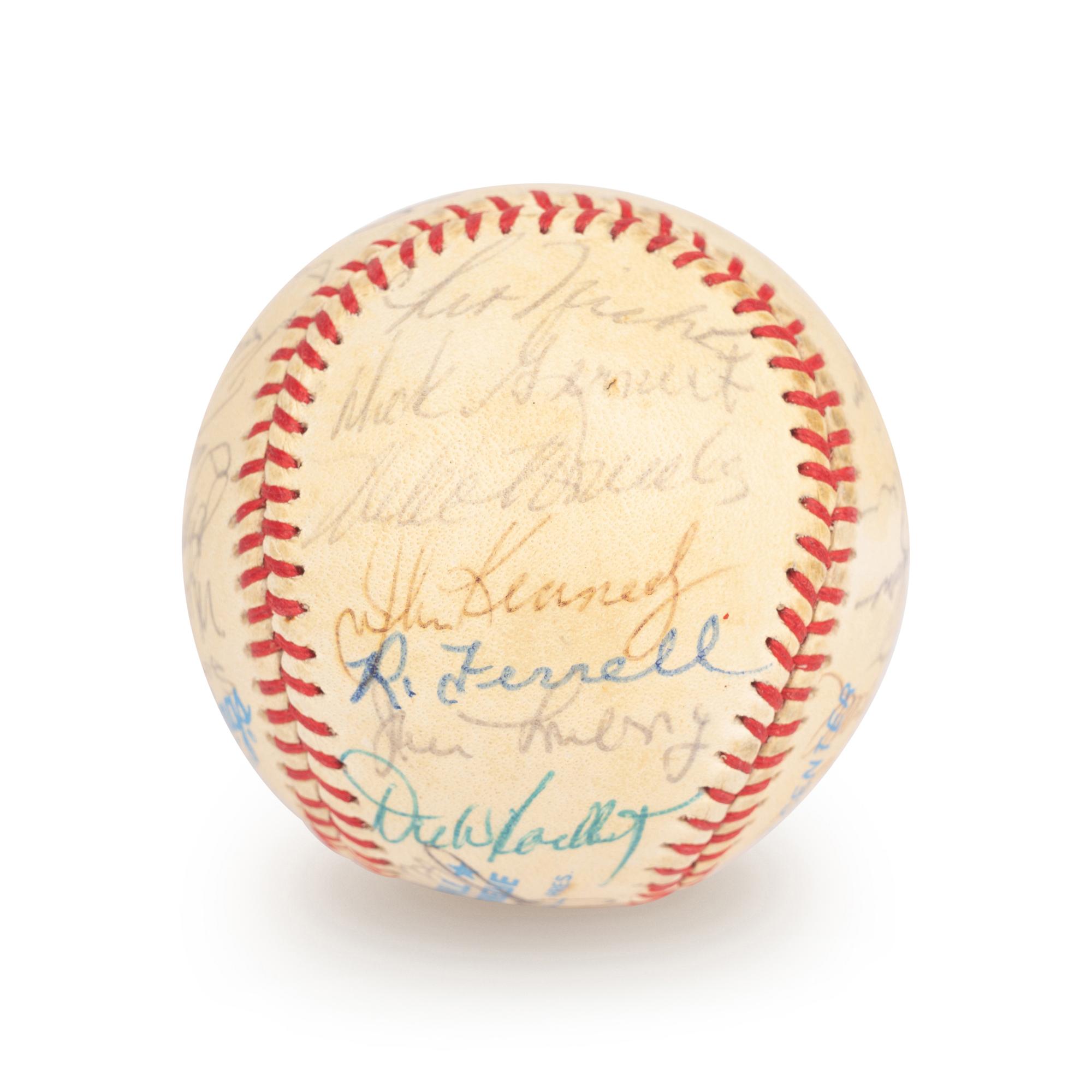 A Boston Red Sox Multi Signed Autograph Baseball With 29 Signatures Including Ted Williams (Beckett Authentication Services Letter BAS Certified),