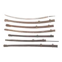 Group of Loose Metal Sword Scabbards & A Saber Blade