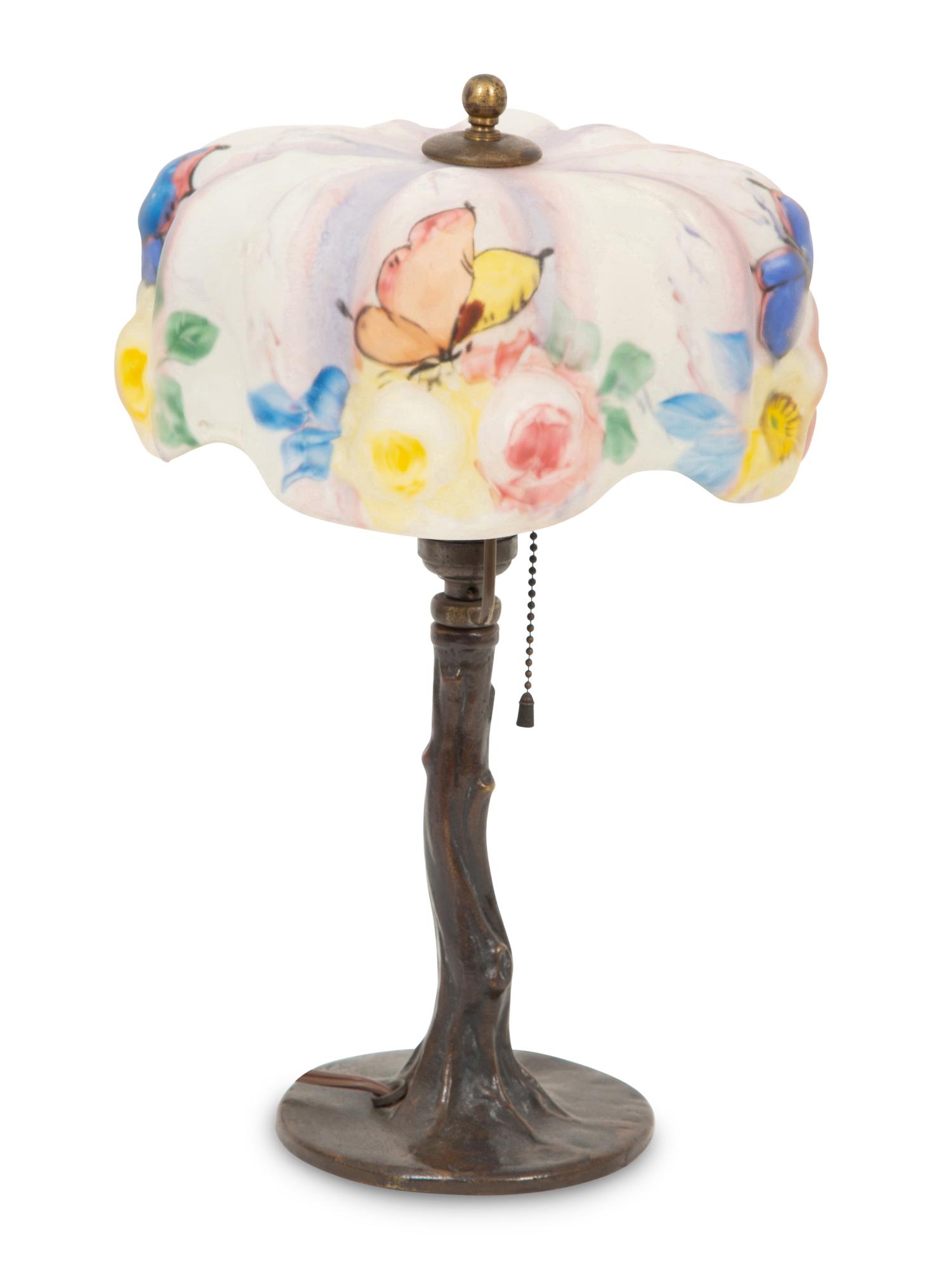 A Pairpoint Puffy Boudoir Lamp on Bronze Base