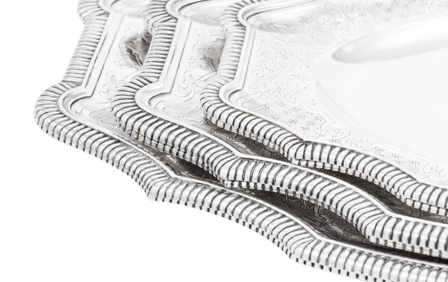Three Pairs of French Silver Platters