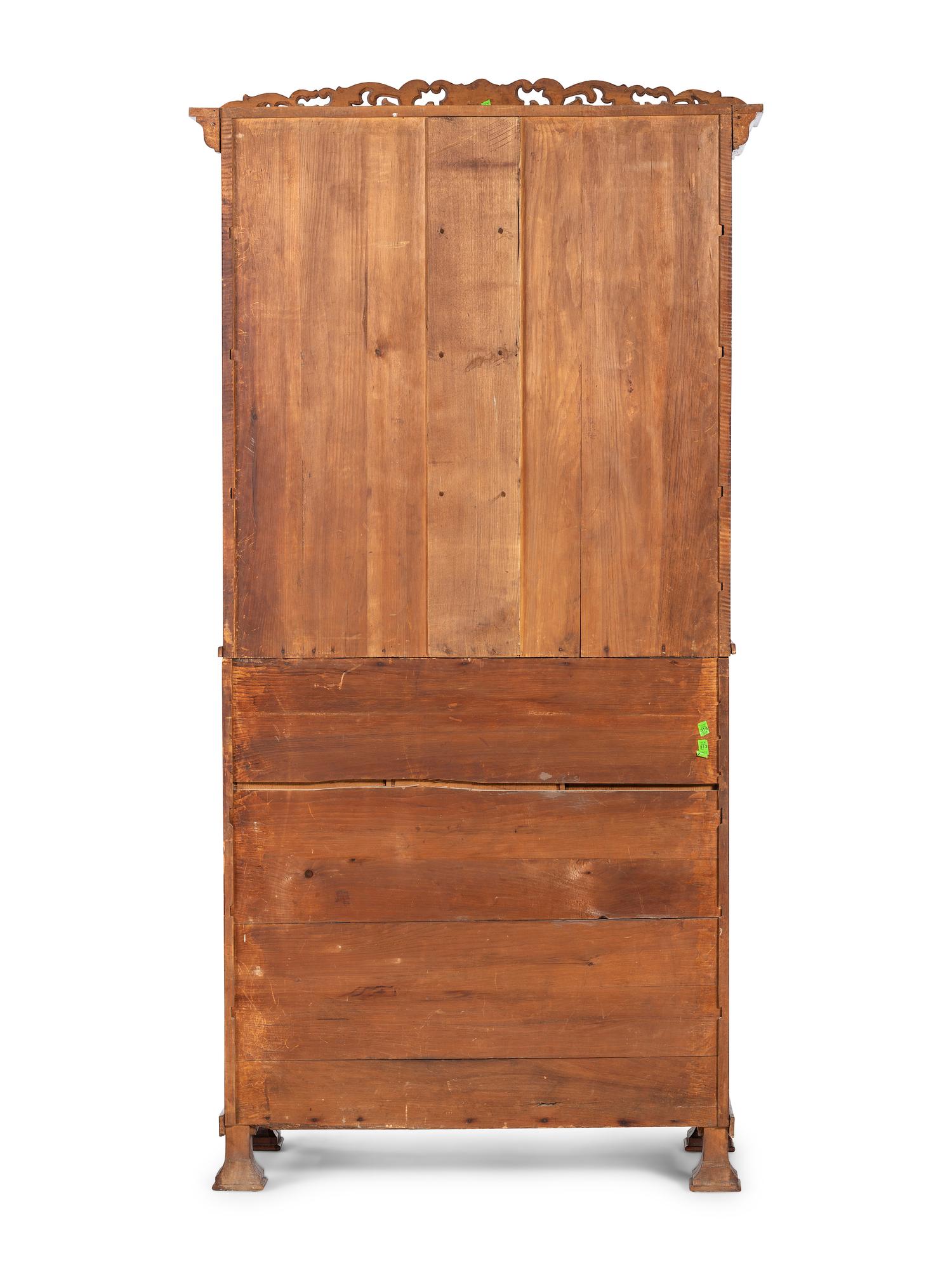 A Classical Style Carved and Highly Figured Tiger Maple Slant Front Desk
