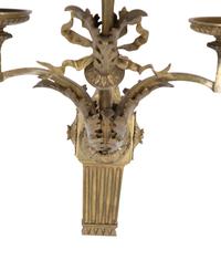 A Pair of Empire Style Gilt Bronze Three-Light Sconces