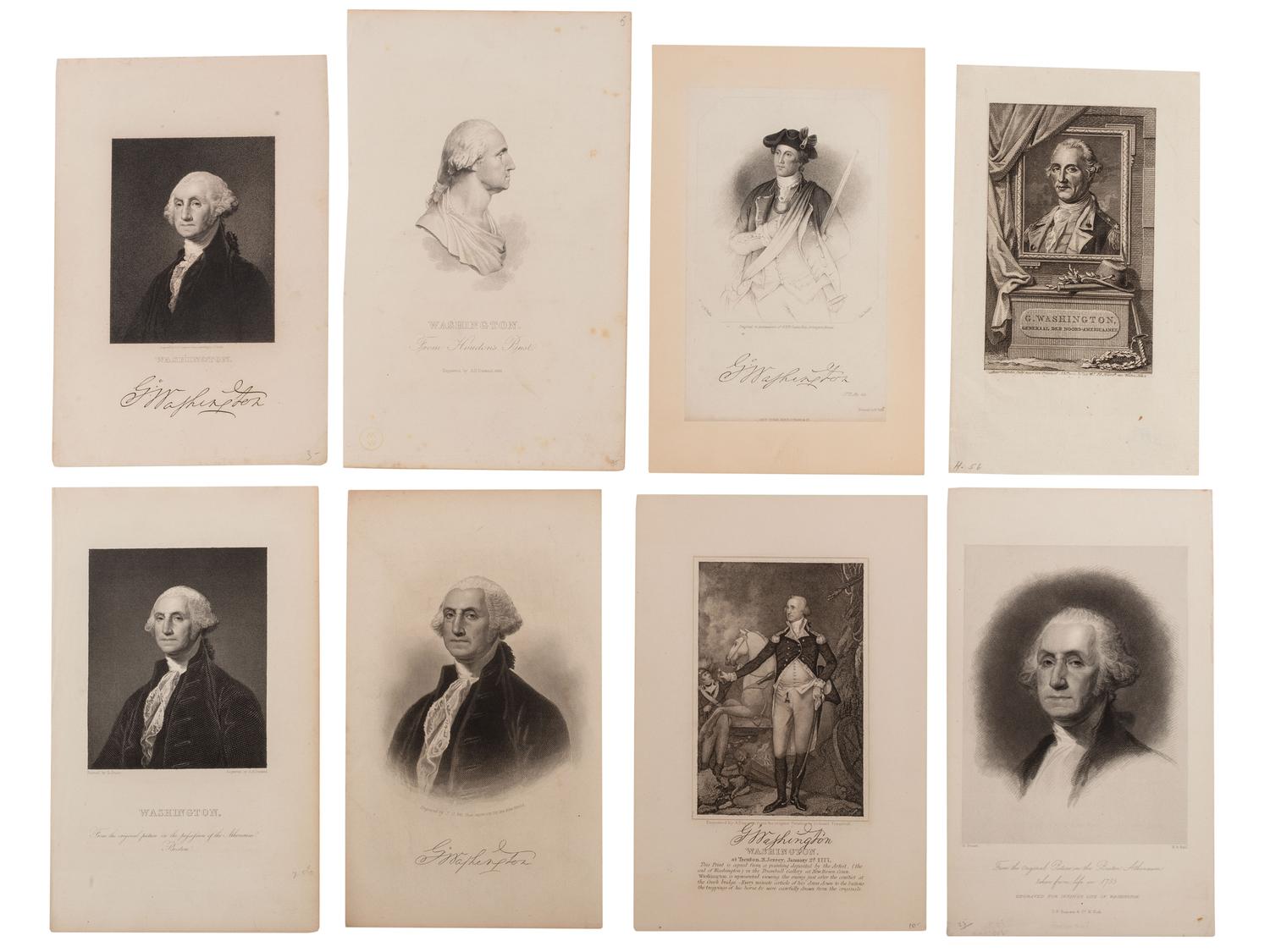 [WASHINGTON, George (1732-1799)]. A group of 12 engraved portraits of George Washington, comprising: