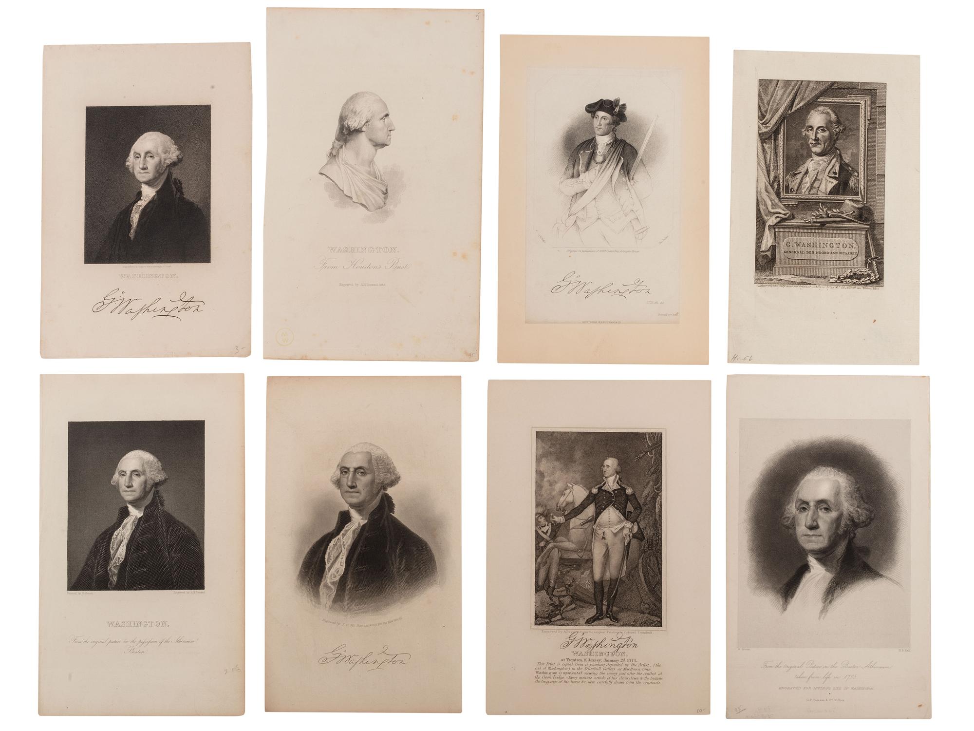 [WASHINGTON, George (1732-1799)]. A group of 12 engraved portraits of George Washington, comprising: