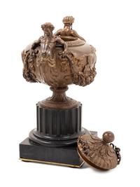 A Neoclassical Bronze and Marble Covered Urn