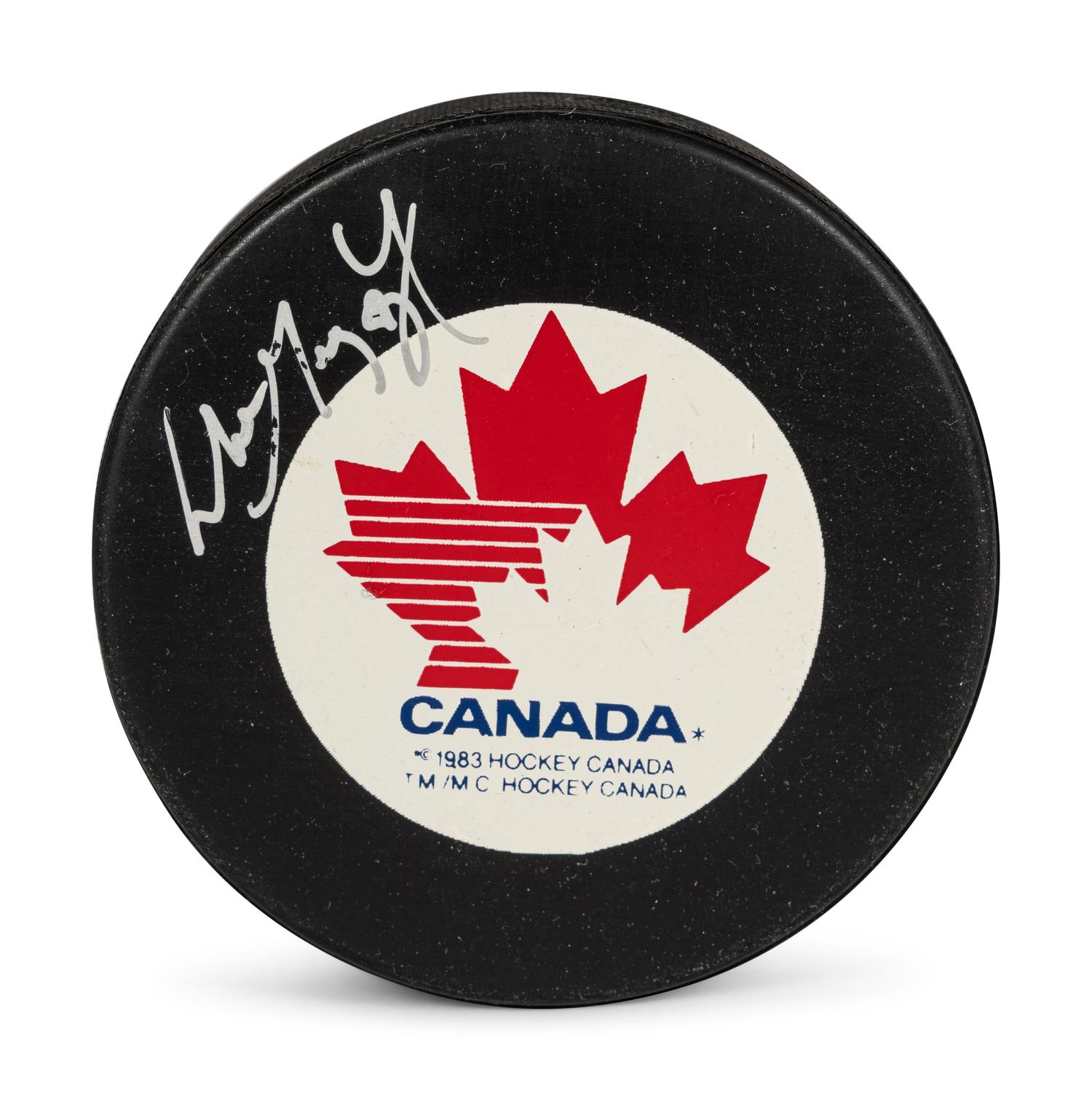 A Wayne Gretzky Signed Autograph Canada Hockey Puck (Beckett Authentication Services Letter BAS Certified),