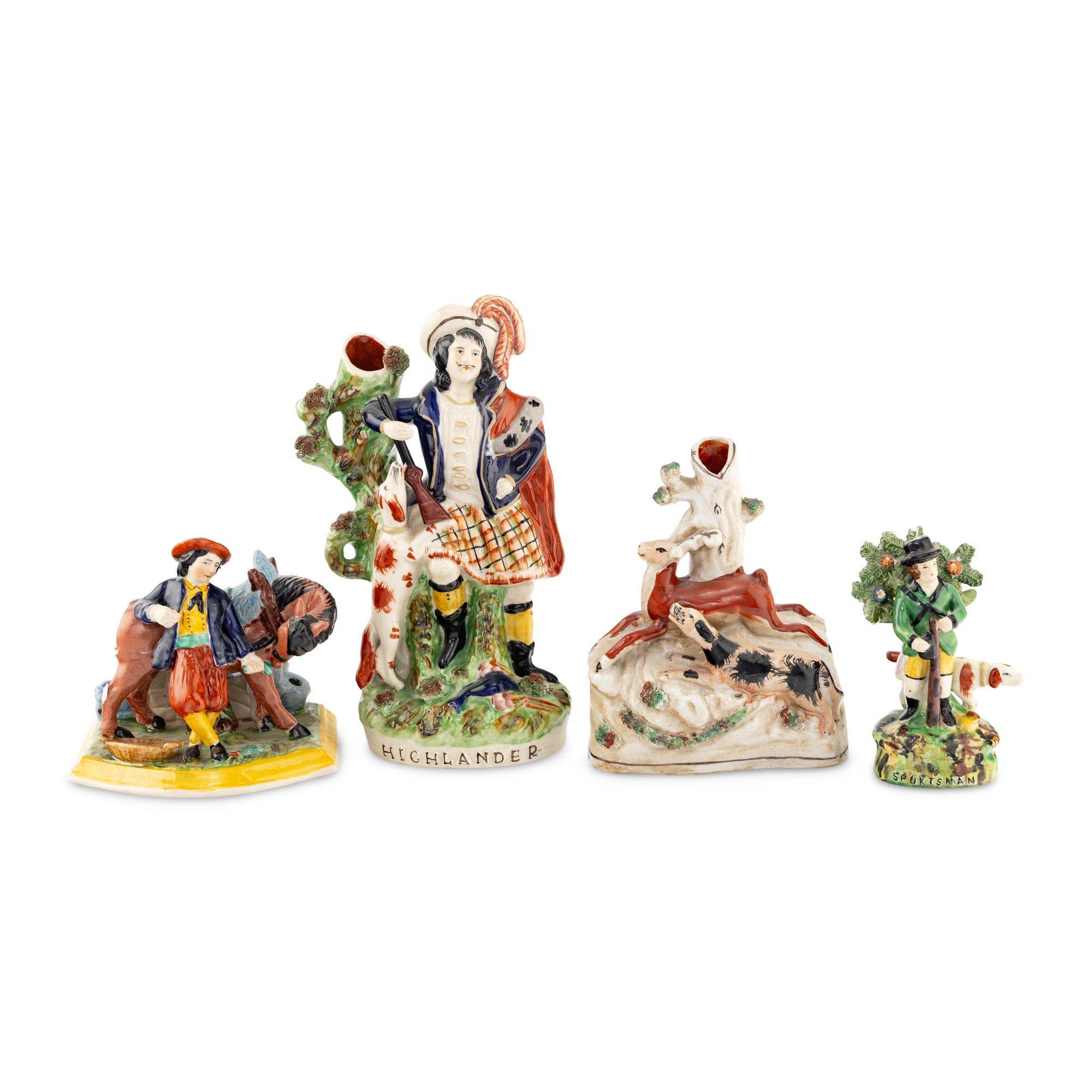 A Group of Four Staffordshire Pottery Figures